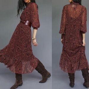 Farm Rio For Anthropologie Printed Mesh Midi
Dress